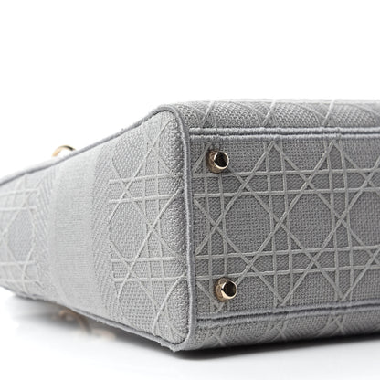 Christian Dior Canvas Embroidered Cannage Medium Lady D-Lite Gray 6 of 9