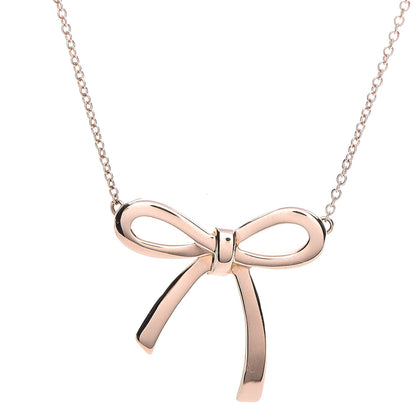 Tiffany 18K Rose Gold Mini Bow Pendant Necklace 4 of 8