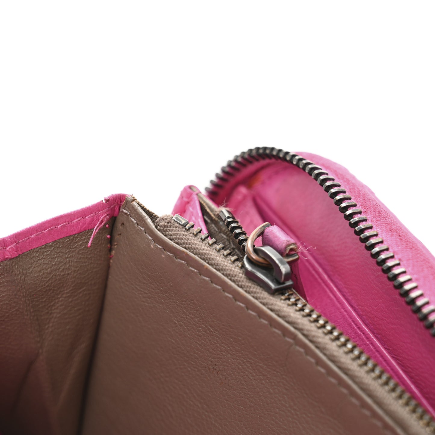 Nappa Intrecciato Zip Around Wallet Violet Fuxia