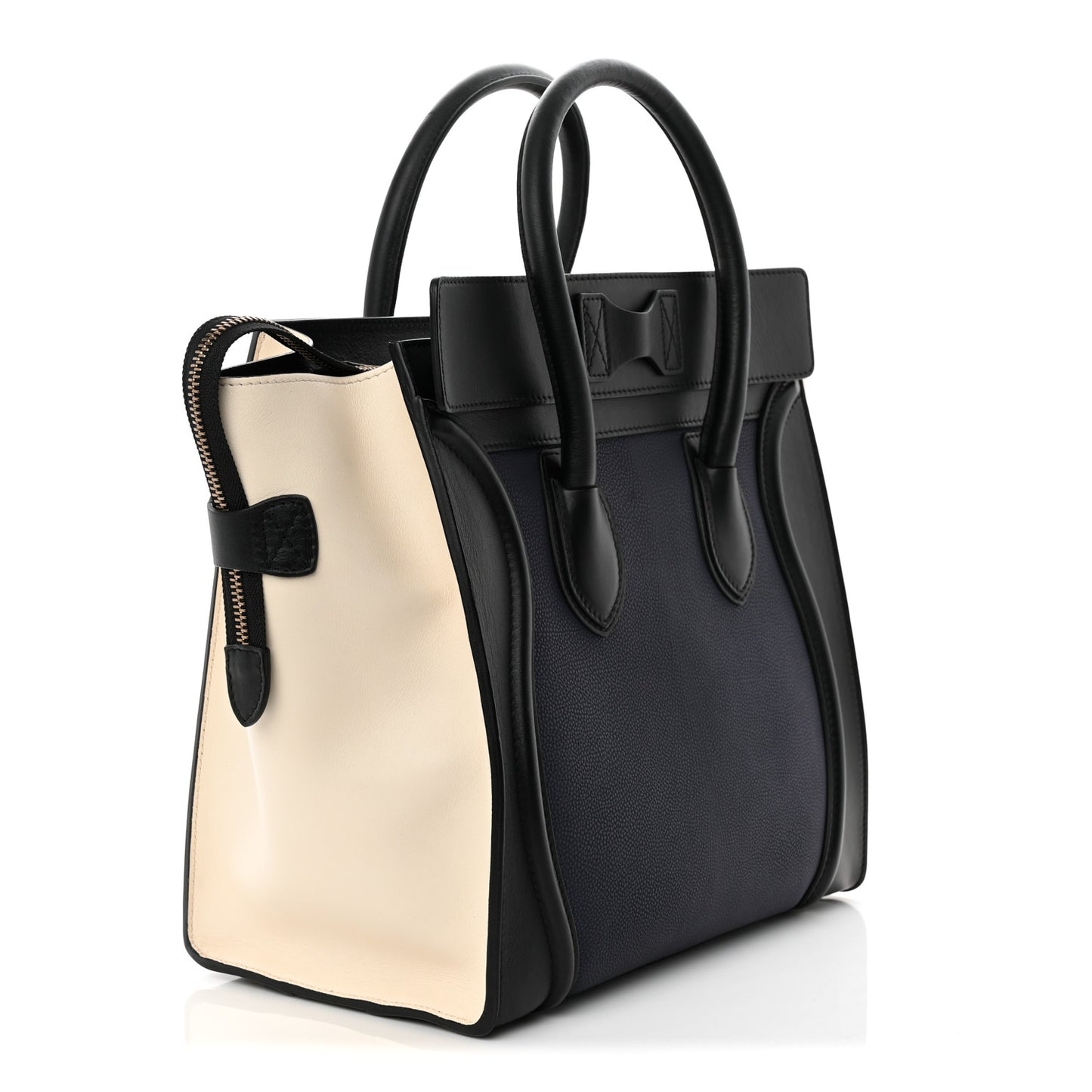 Velluto Calfskin Mini Tri-Color Luggage Navy
