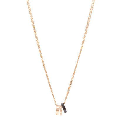 Cartier 18K Pink Gold Ceramic Diamond Three Ring LOVE Pendant Necklace 1 of 4