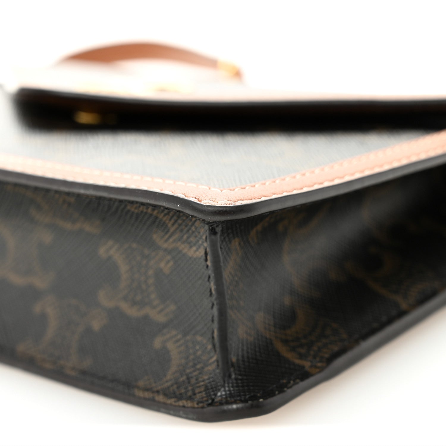 Celine Triomphe Canvas Calfskin Wallet on Chain Tan 10 of 10