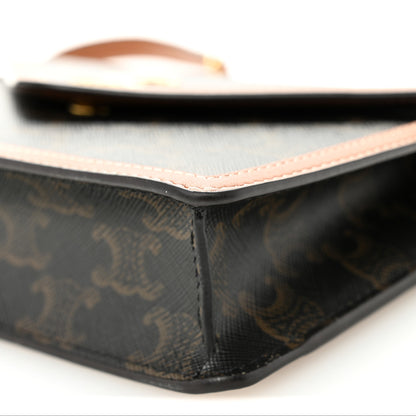 Celine Triomphe Canvas Calfskin Wallet on Chain Tan 10 of 10
