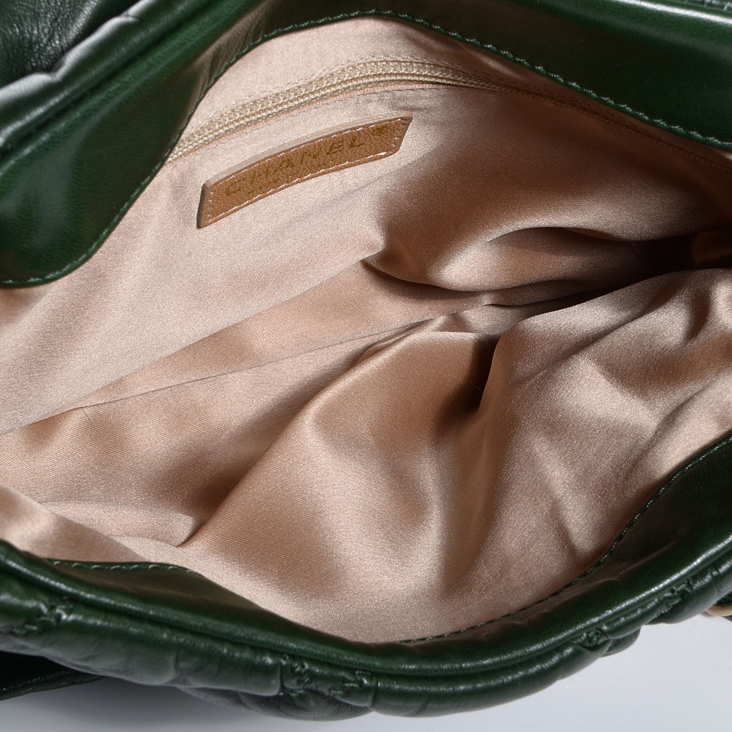 Lambskin Bubble Quilt Flap Green
