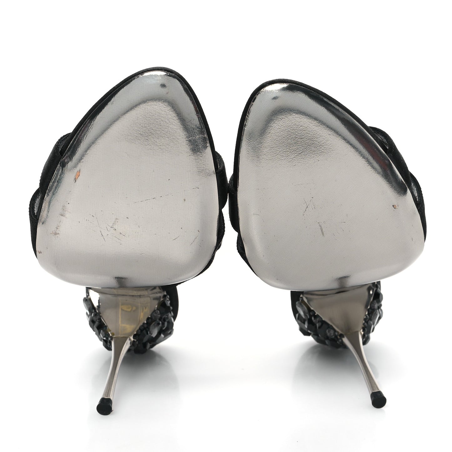 Satin Crystal Sandals 39 Black