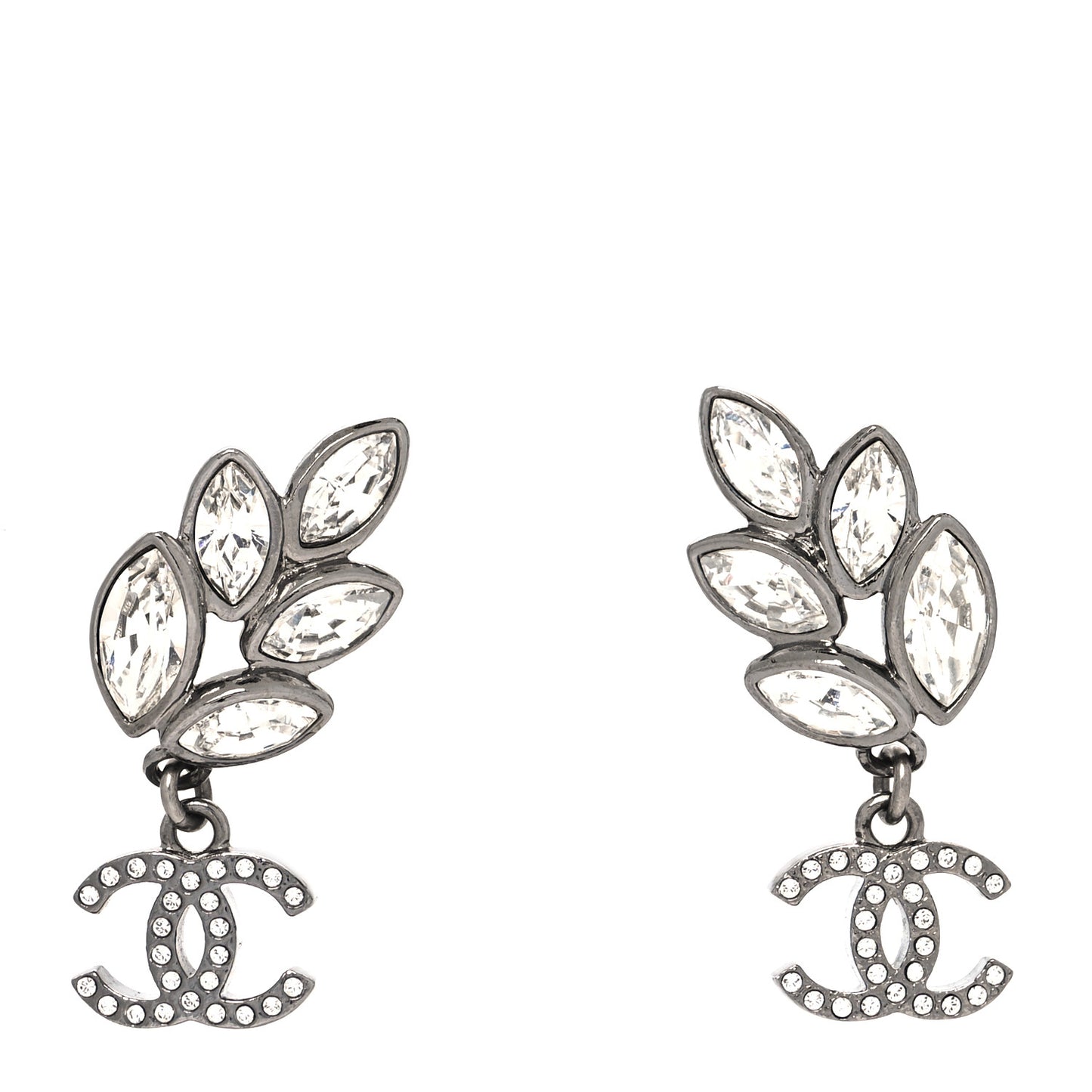 Crystal Sparkling Wheat CC Drop Earrings Silver