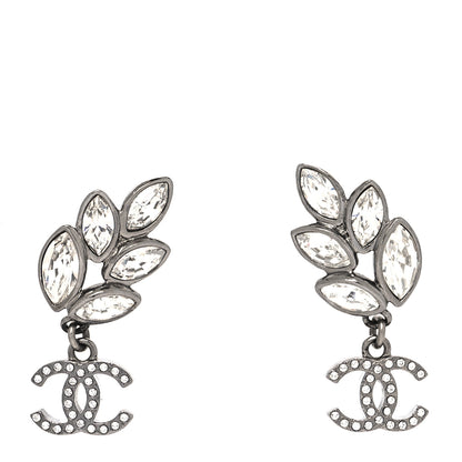 Chanel Crystal Sparkling Wheat CC Drop Earrings Silver 1 of 4