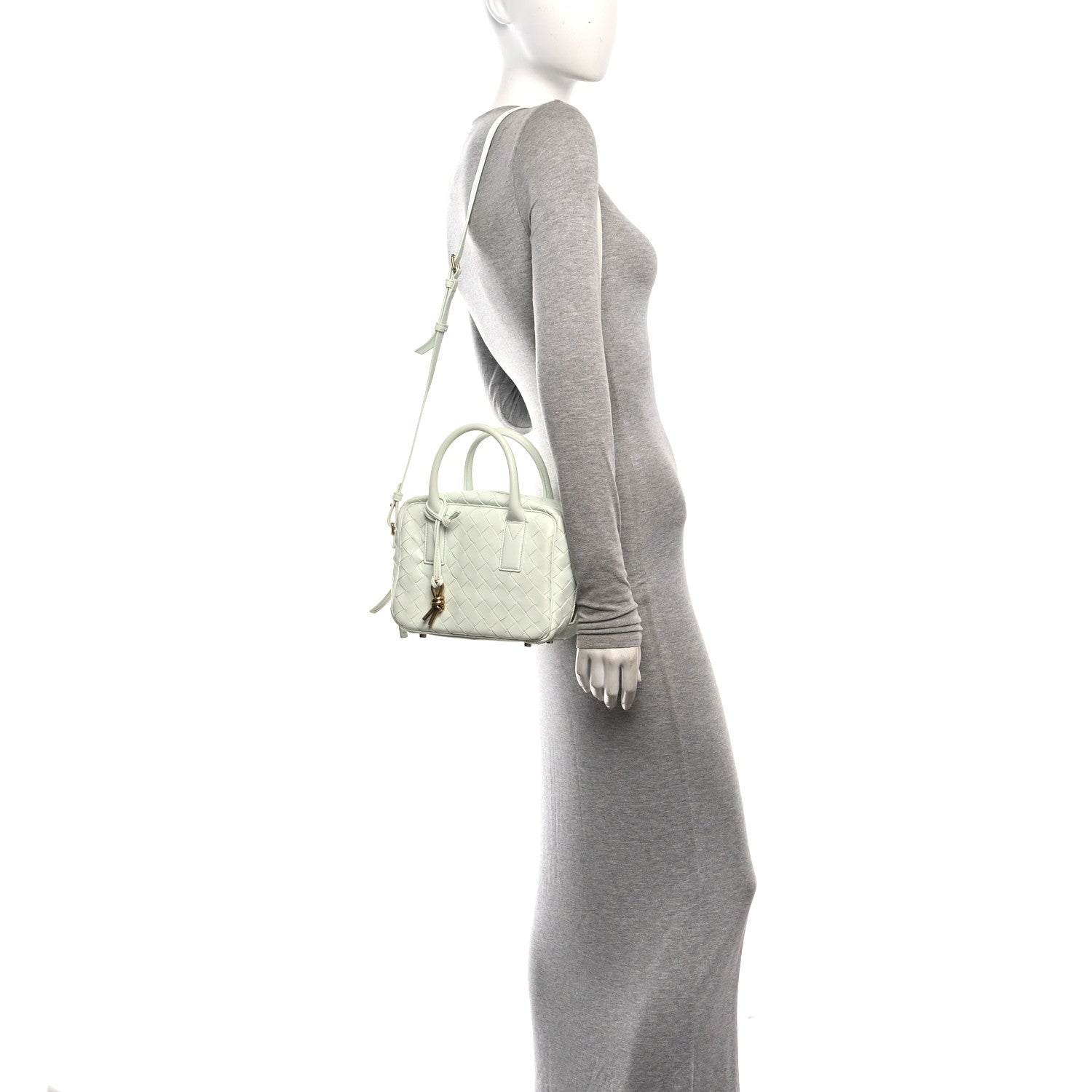 Bottega Veneta Lambskin Intrecciato Small Getaway Glacier 2 of 12
