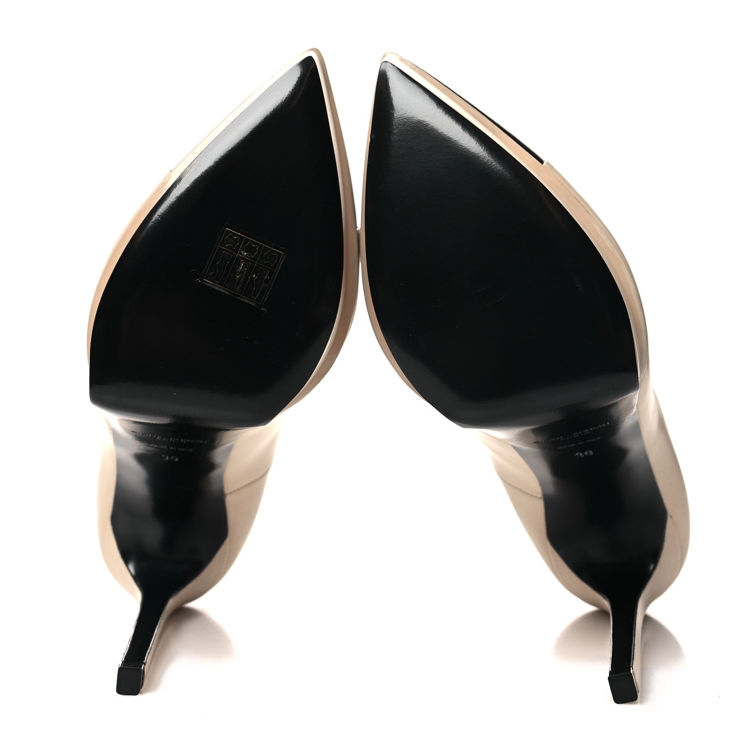 Saint Laurent Calfskin Cap Toe Janis 105 Platform Pumps 39 Powder 5 of 8