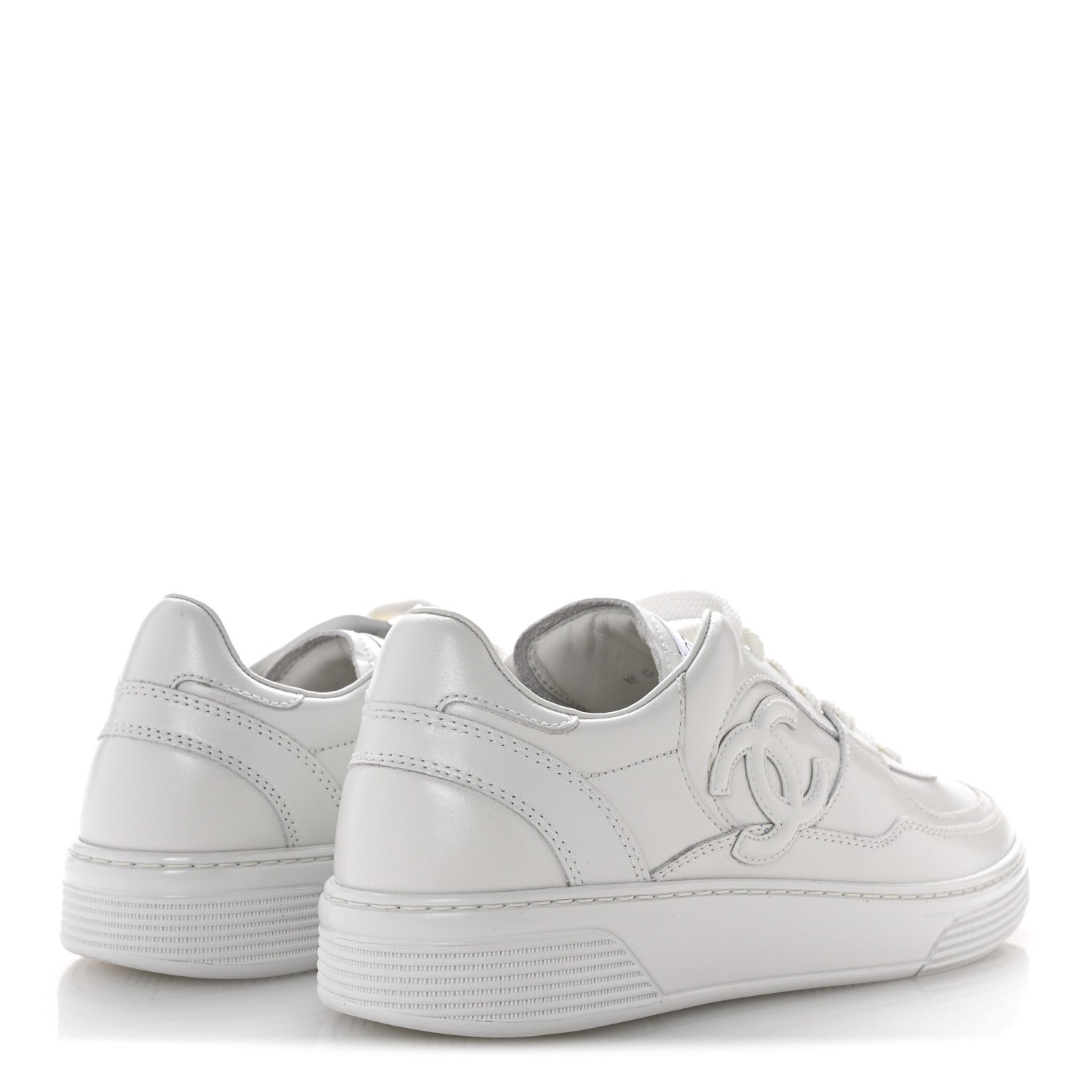 Chanel Calfskin Womens CC Sneakers 38 White 5 of 10