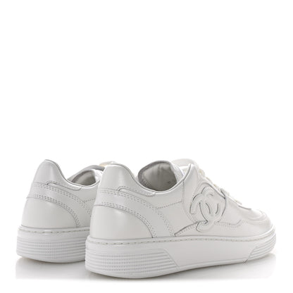 Chanel Calfskin Womens CC Sneakers 38 White 5 of 10