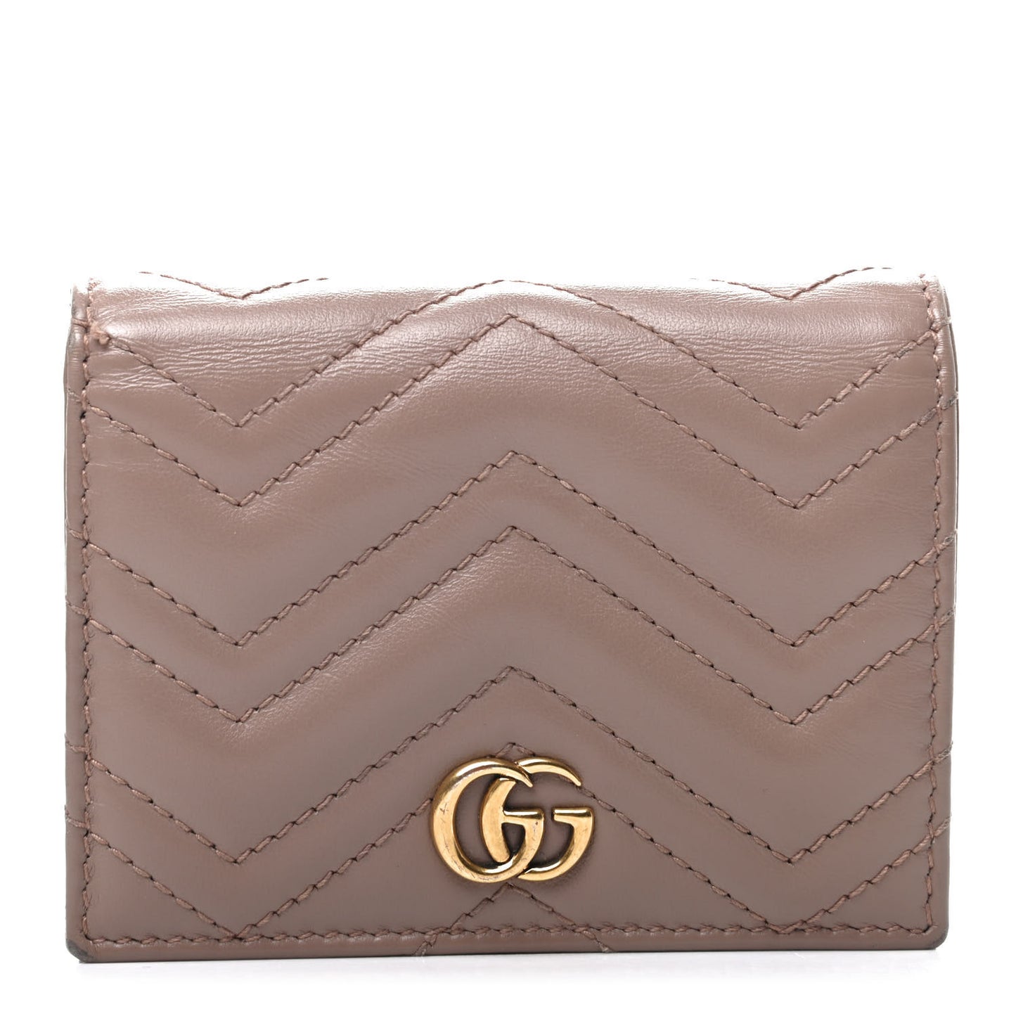 Calfskin Matelasse GG Marmont Card Case Wallet Porcelain Rose