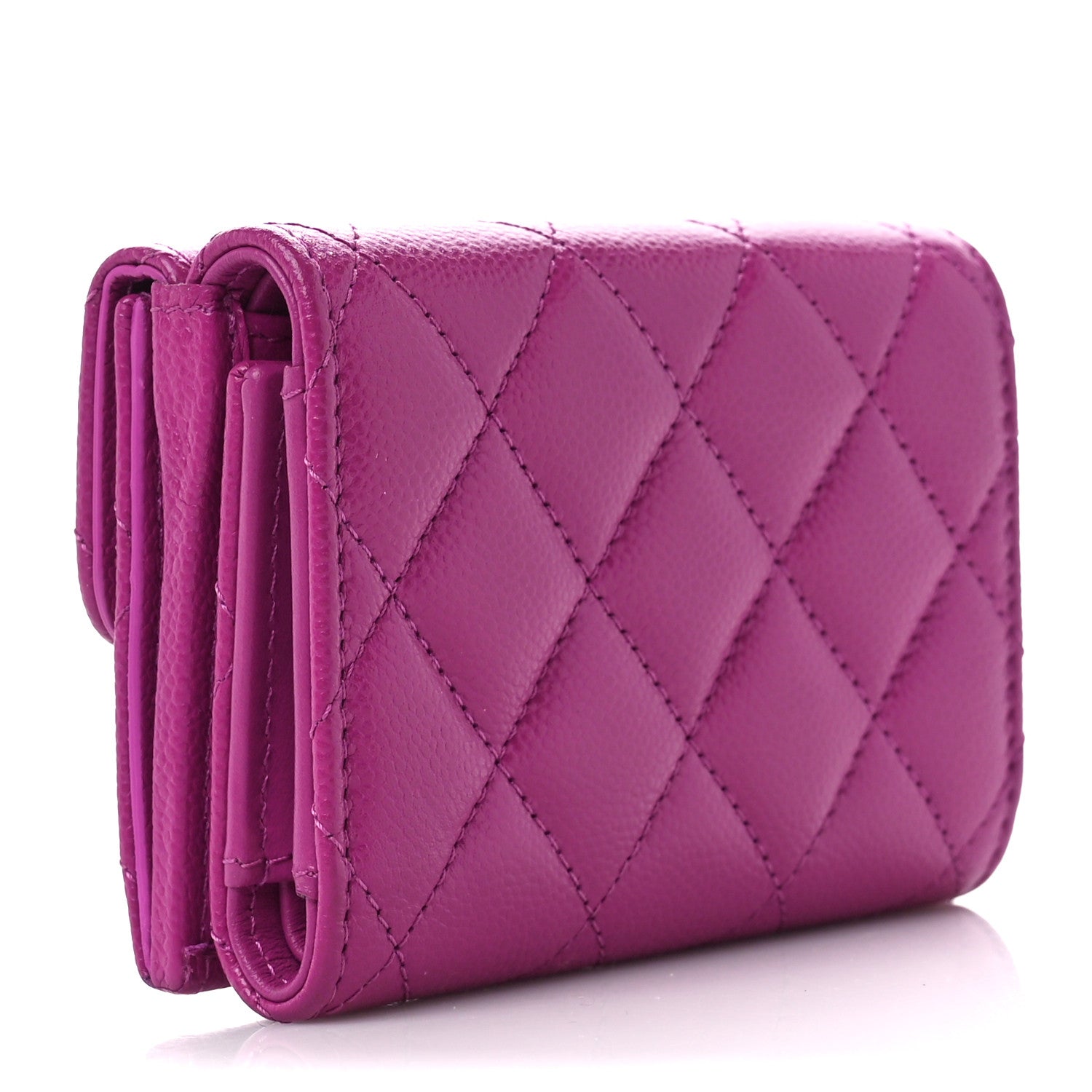 Chanel Caviar Quilted Double Flap Wallet Purple 3 of 14