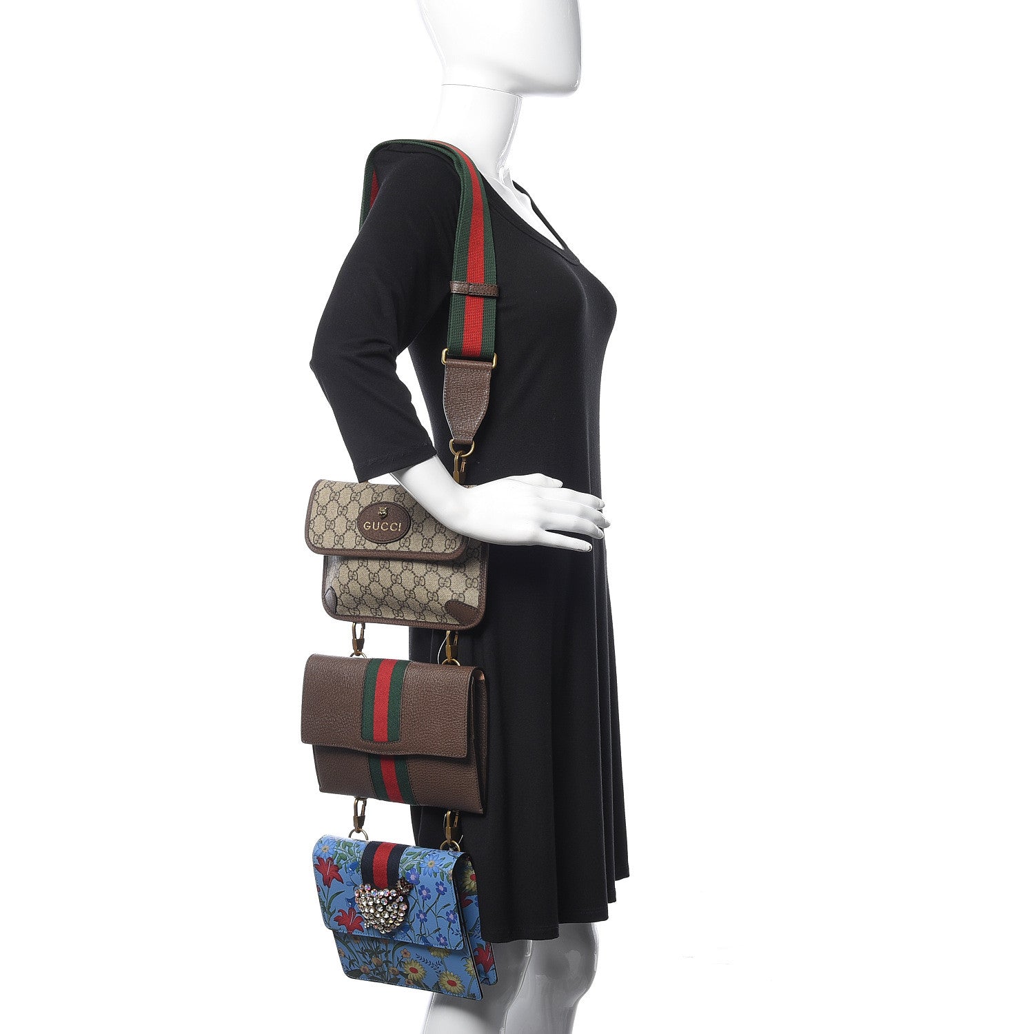 Gucci GG Supreme Calfskin Printed Web Totem Three Piece Shoulder Bag 2 of 11
