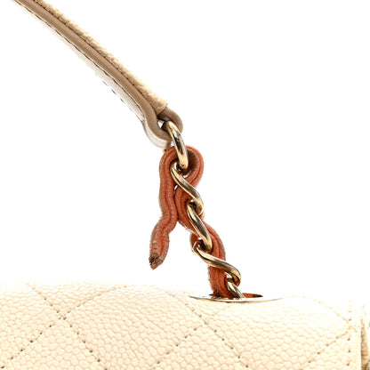 Chanel Grained Calfskin Quilted Small Cuba Top Handle Flap White 11 of 15