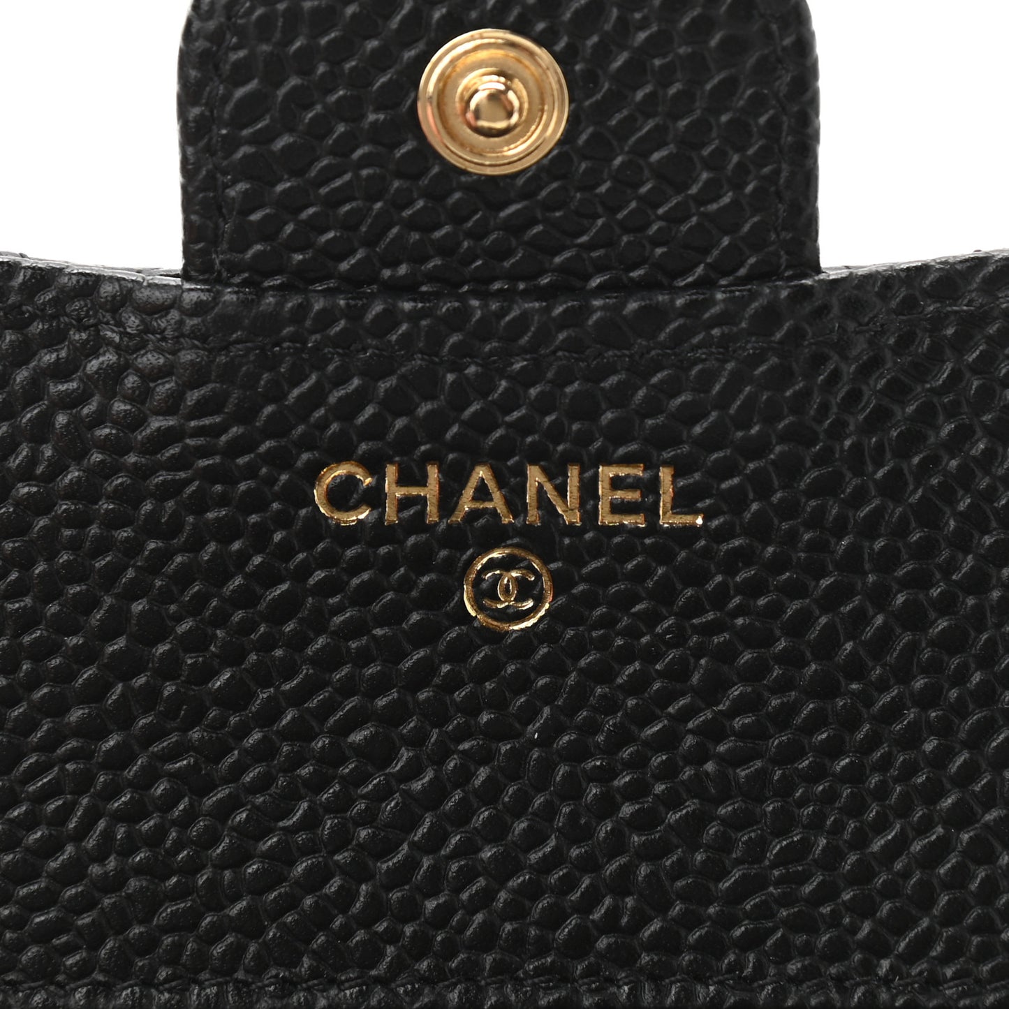 Caviar Quilted Compact Flap Wallet Black