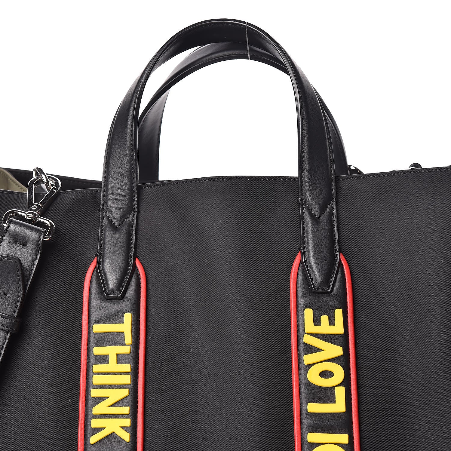 Fendi Nylon Calfskin Vocabulary Shopping Tote Black 10 of 14