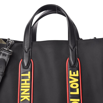 Fendi Nylon Calfskin Vocabulary Shopping Tote Black 10 of 14