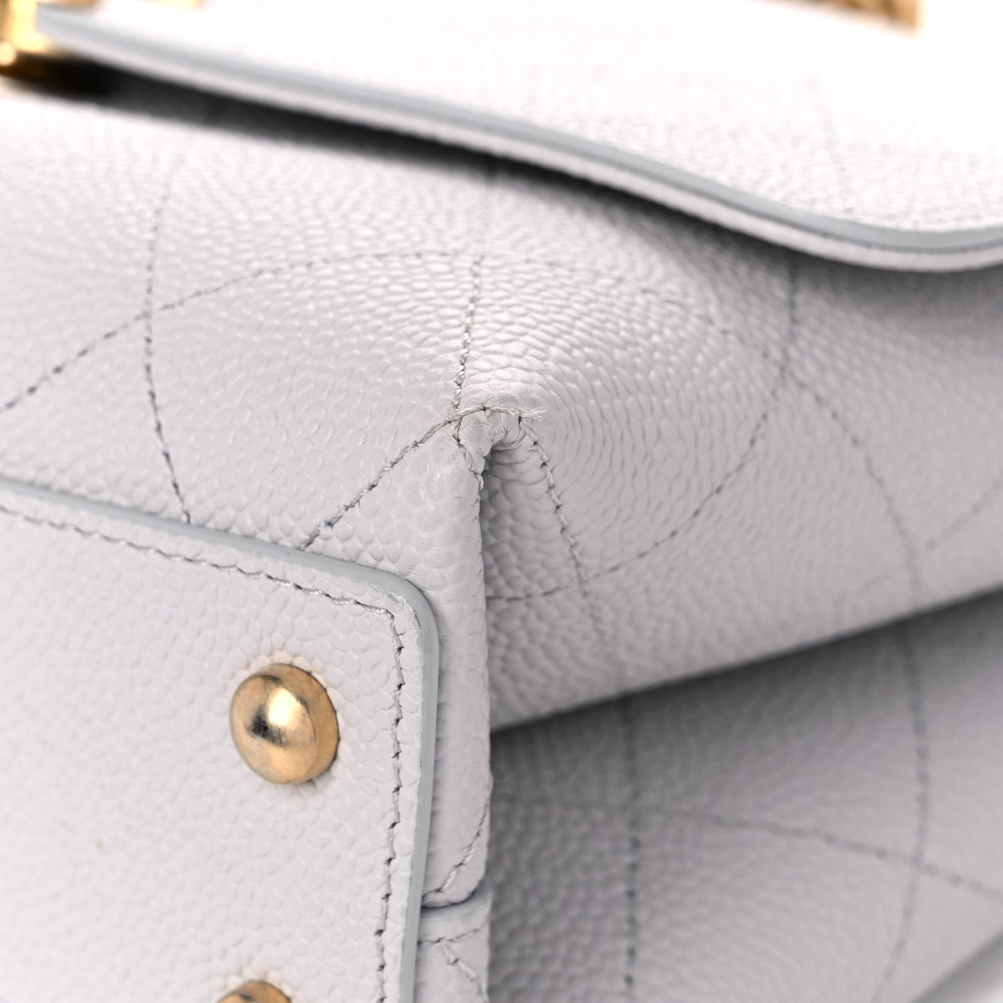 Grained Calfskin Small Stitched Flap Grey