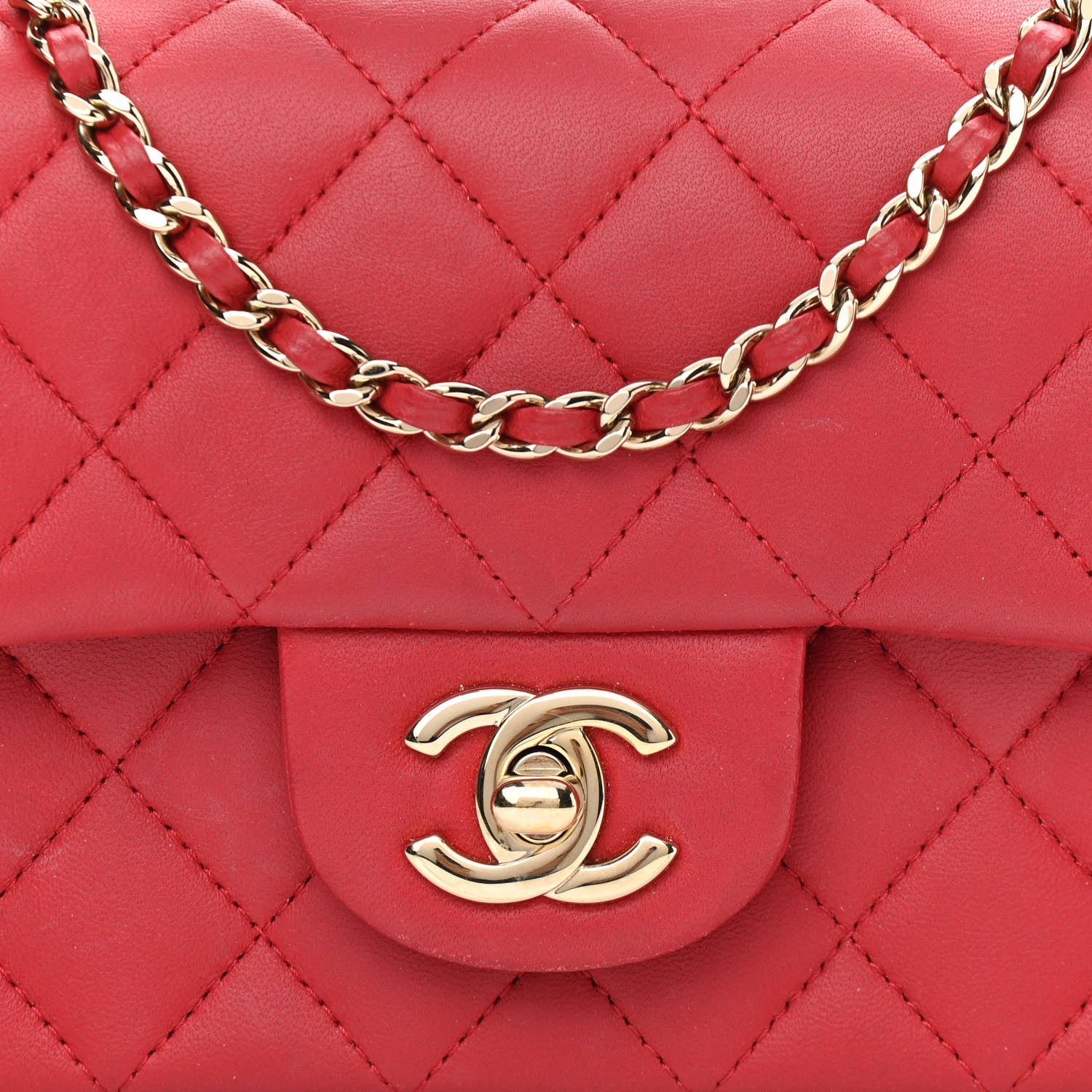 Chanel Lambskin Quilted Mini Top Handle Rectangular Flap Red 8 of 16