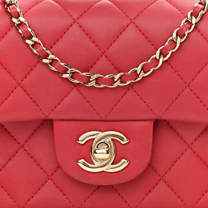 Chanel Lambskin Quilted Mini Top Handle Rectangular Flap Red 8 of 16