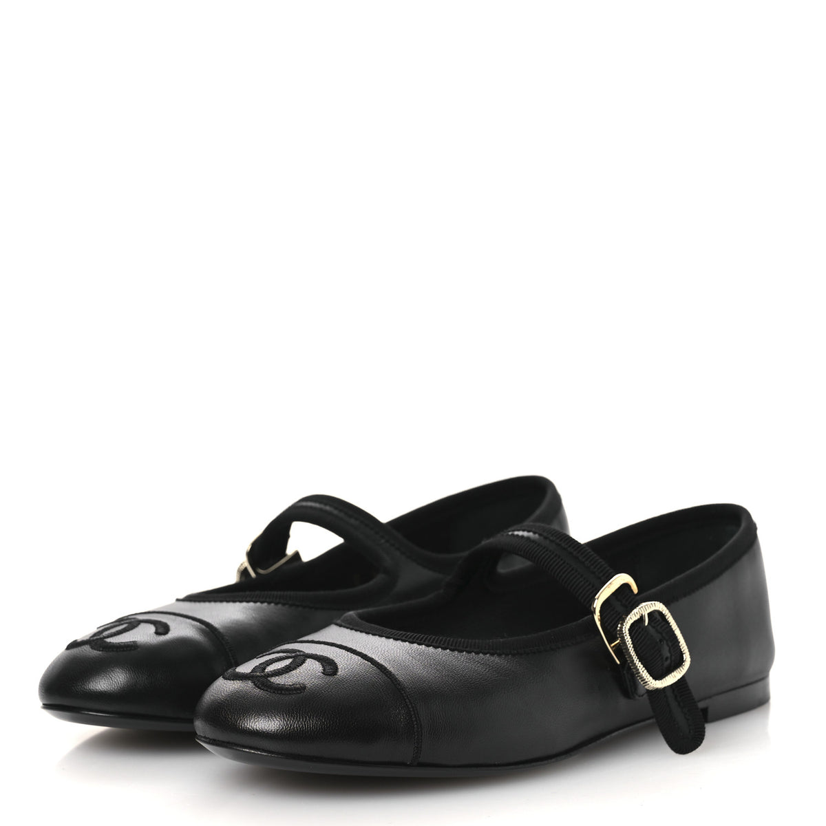Lambskin Mary Jane Flats 36 Black