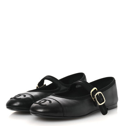 Chanel Lambskin Mary Jane Flats 36 Black 4 of 13