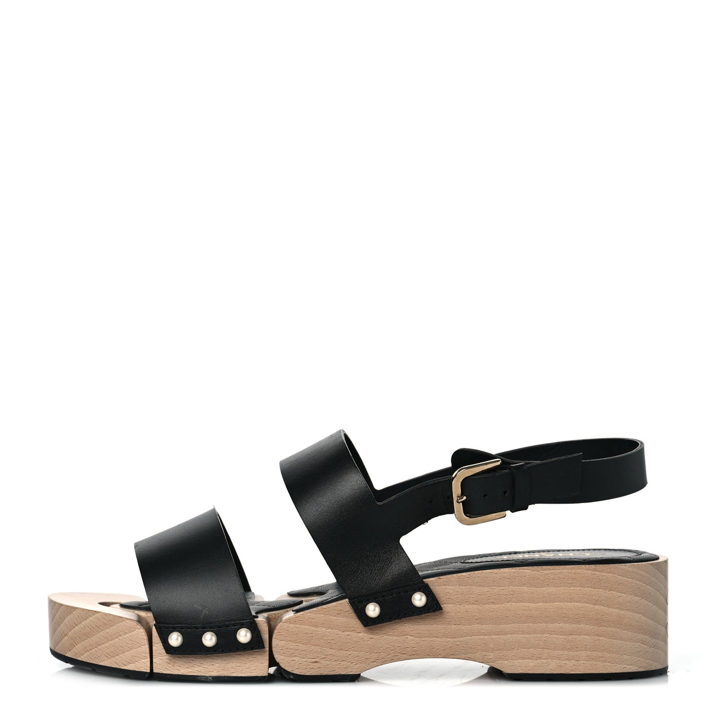Calfskin CC Sandal Clogs 40 Black