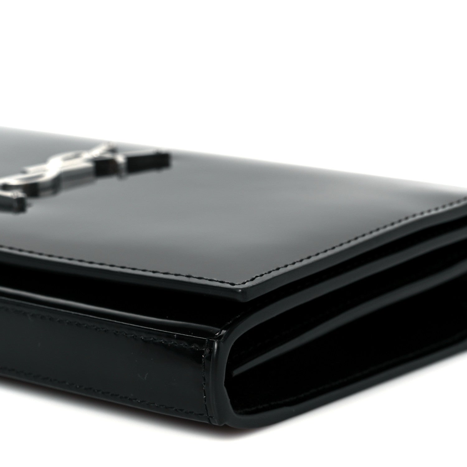 Saint Laurent Glazed Calfskin Cassandre Wallet On Chain WOC Black 9 of 9