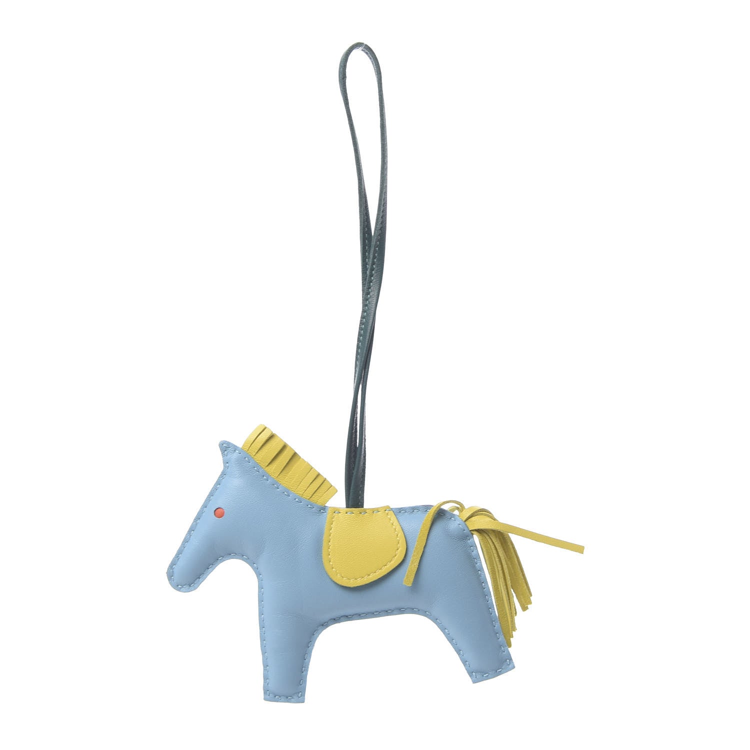 Hermes Milo Lambskin Grigri Rodeo Horse Bag Charm MM Bleu Celeste Lime Malachite 1 of 4