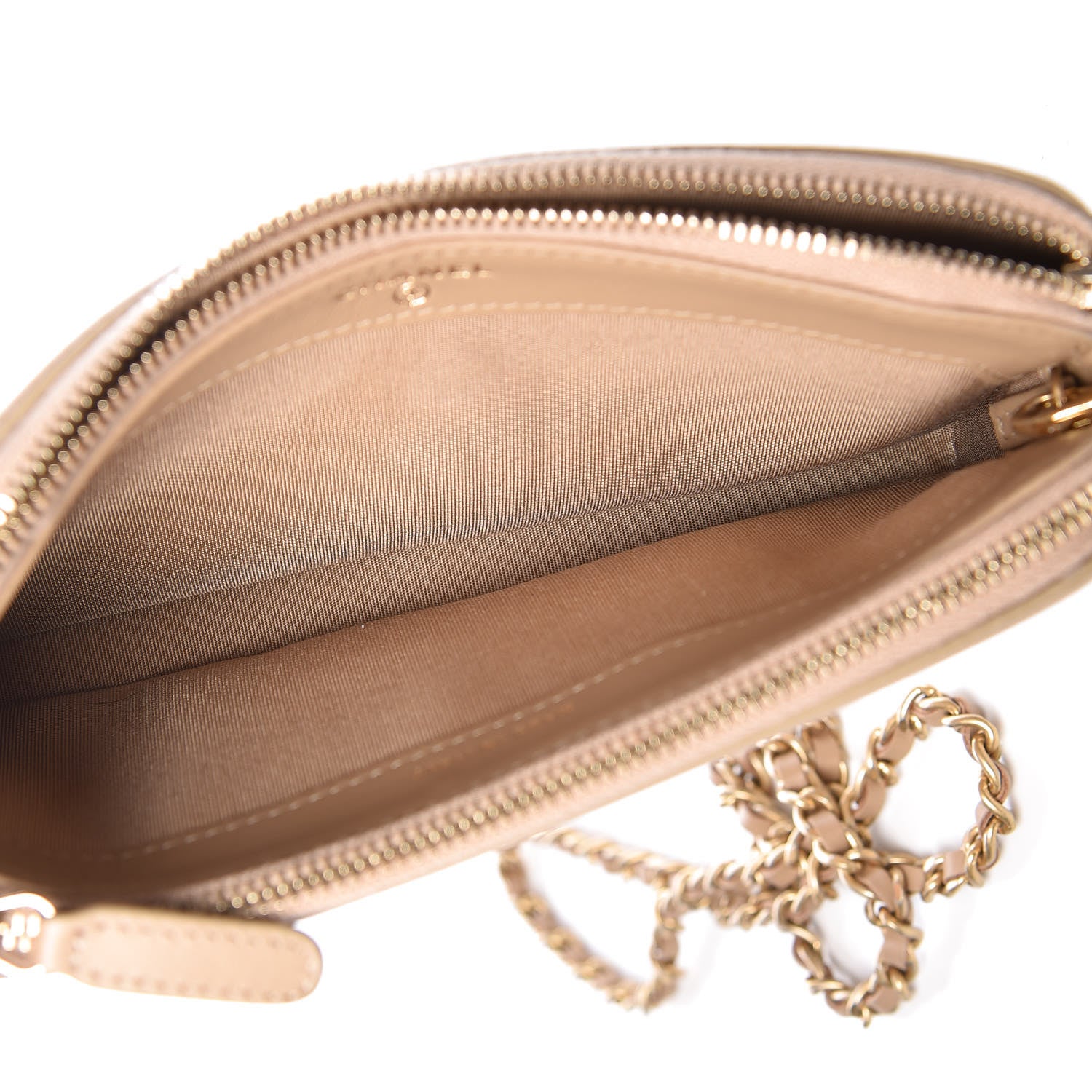 Chanel Caviar Quilted CC Filigree Clutch With Chain Beige 6 of 13