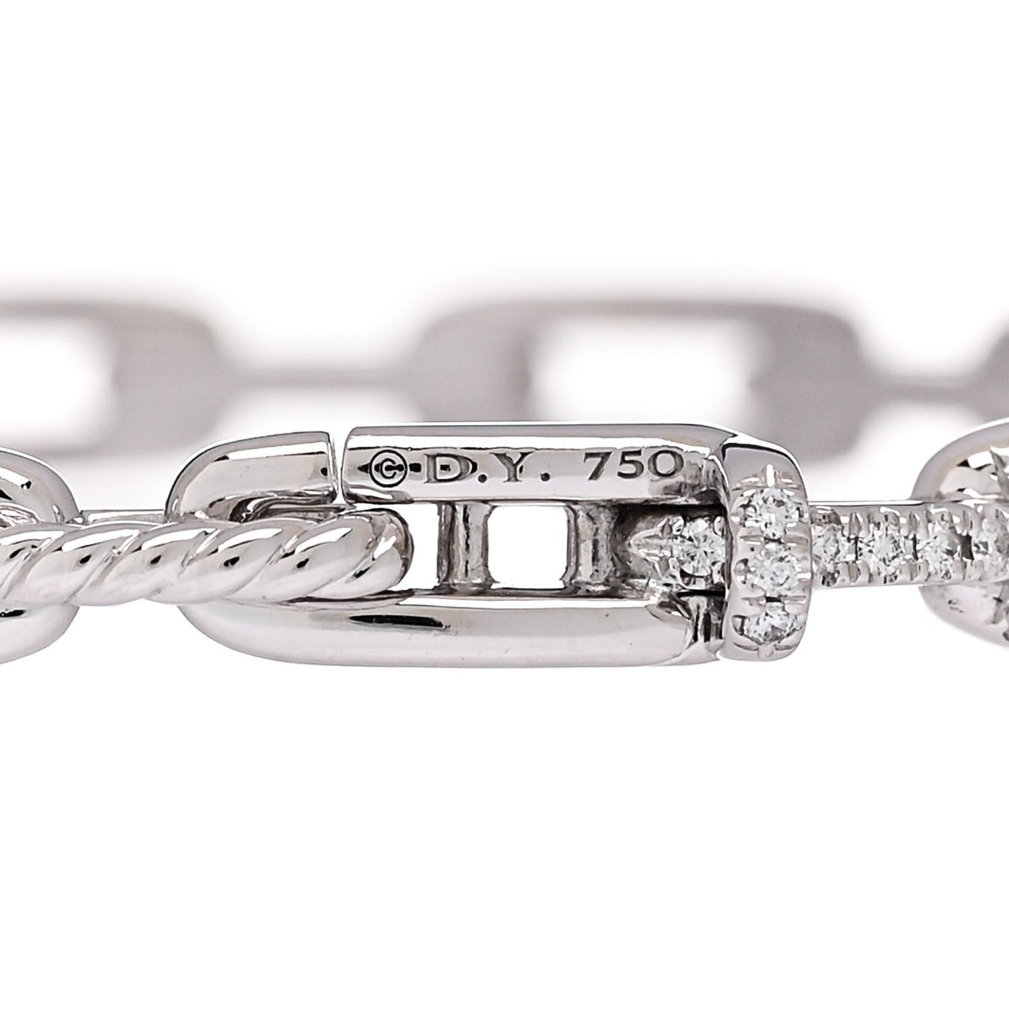18K White Gold Diamond 4mm Stax Chain Link Bracelet