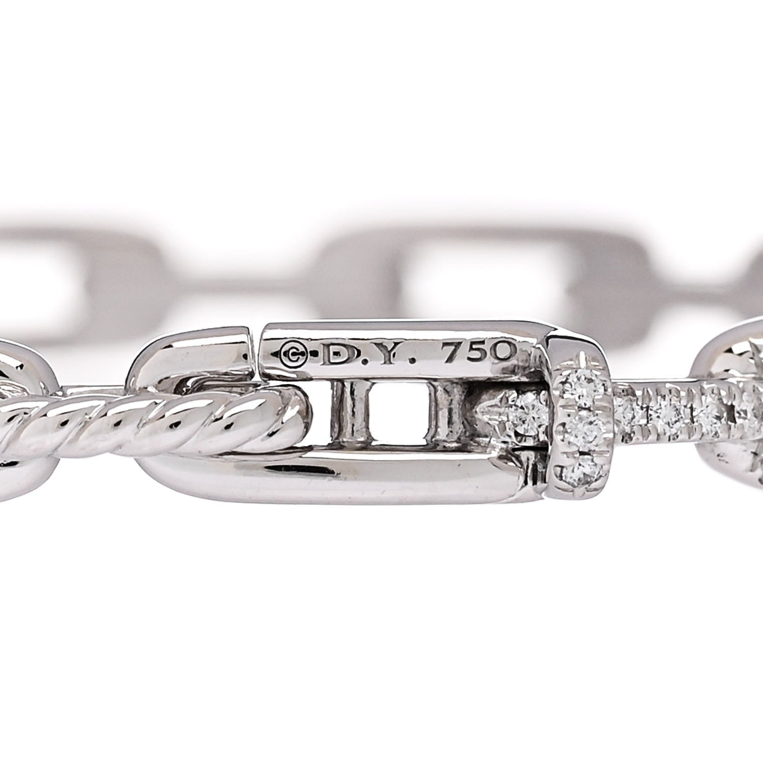 David Yurman 18K White Gold Diamond 4mm Stax Chain Link Bracelet 3 of 3
