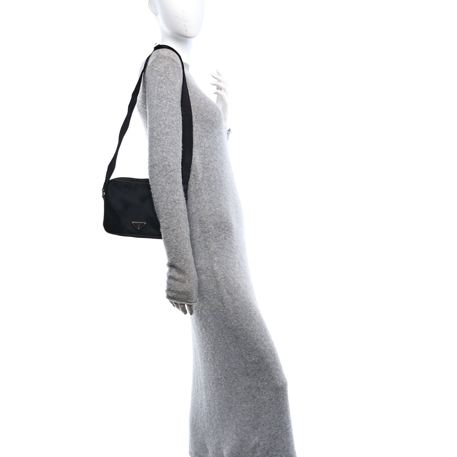 Prada Tessuto Nylon Saffiano Logo Camera Bag Black 2 of 9