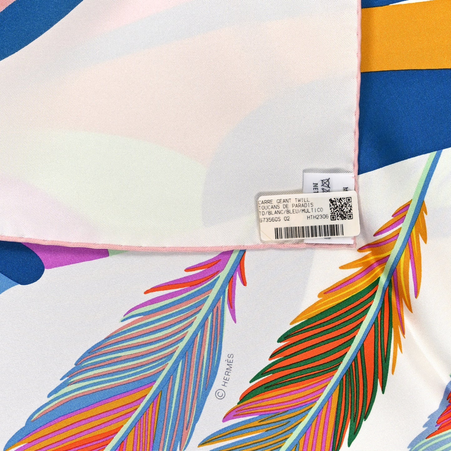 Silk Giant Toucans De Paradis Scarf 140 White Bleu Multicolor