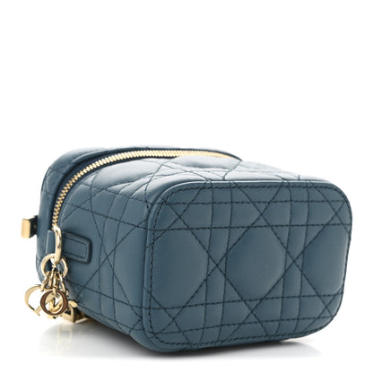 Christian Dior Lambskin Cannage Micro Lady Dior Vanity Case Deep Ocean 4 of 10