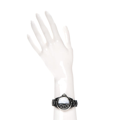 Chanel Stainless Steel Ceramic Diamond 33mm J12 Quartz Watch Black 2 of 7