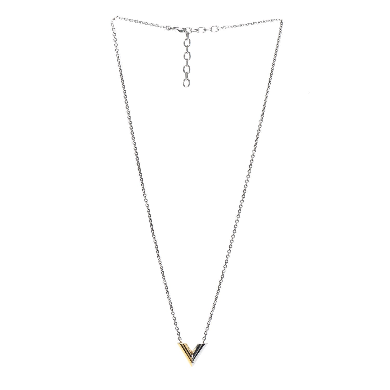 Louis Vuitton Essential V Necklace Silver Gold 3 of 4