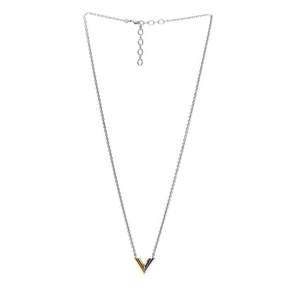 Louis Vuitton Essential V Necklace Silver Gold 3 of 4