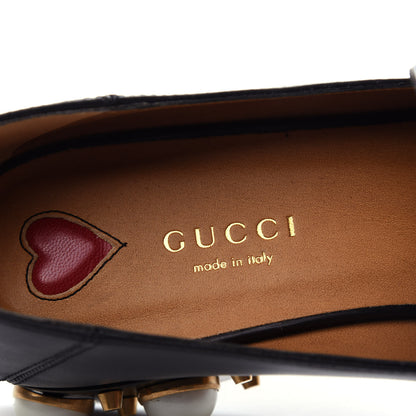 Gucci Betis Glamour Calfskin Web Pearl Embellished Peyton 35mm Loafer Pumps 36 Black 8 of 11