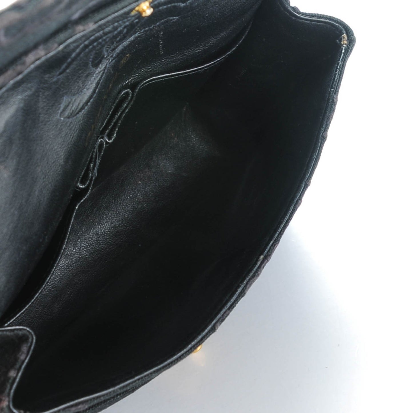 Canvas Camellia Embroidered Small Double Flap Black