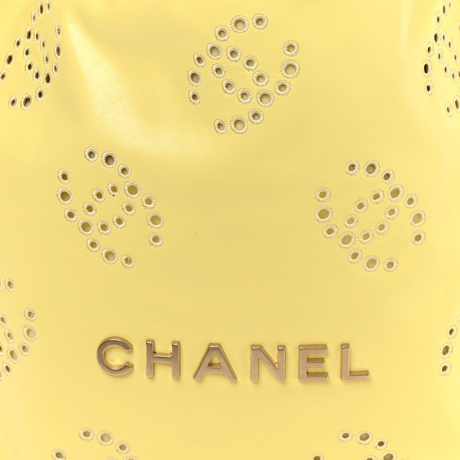 Chanel Shiny Calfskin Eyelet CC Small Chanel 22 Light Yellow 9 of 11