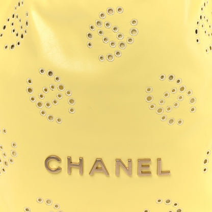 Chanel Shiny Calfskin Eyelet CC Small Chanel 22 Light Yellow 9 of 11