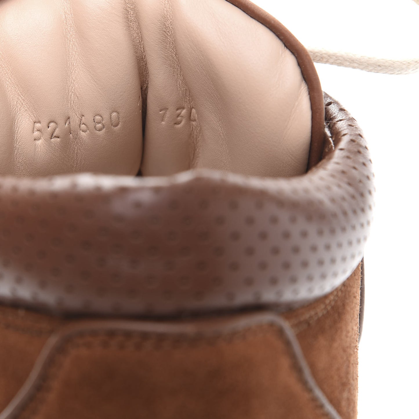 X SEGA Suede Calfskin GG Monogram Mens Flashtrek Sneakers 10 New Cuir Beige Ruggine