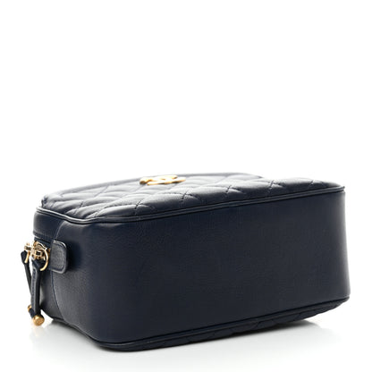 Chanel Calfskin Quilted CC Small Vanity Case Navy 4 of 13