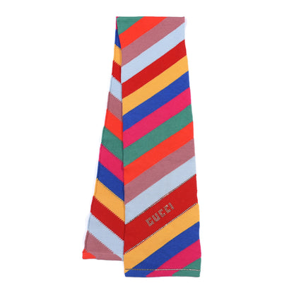 Gucci Wool Crystal Logo Stripe Multihimalong Scarf Multicolor 2 of 4