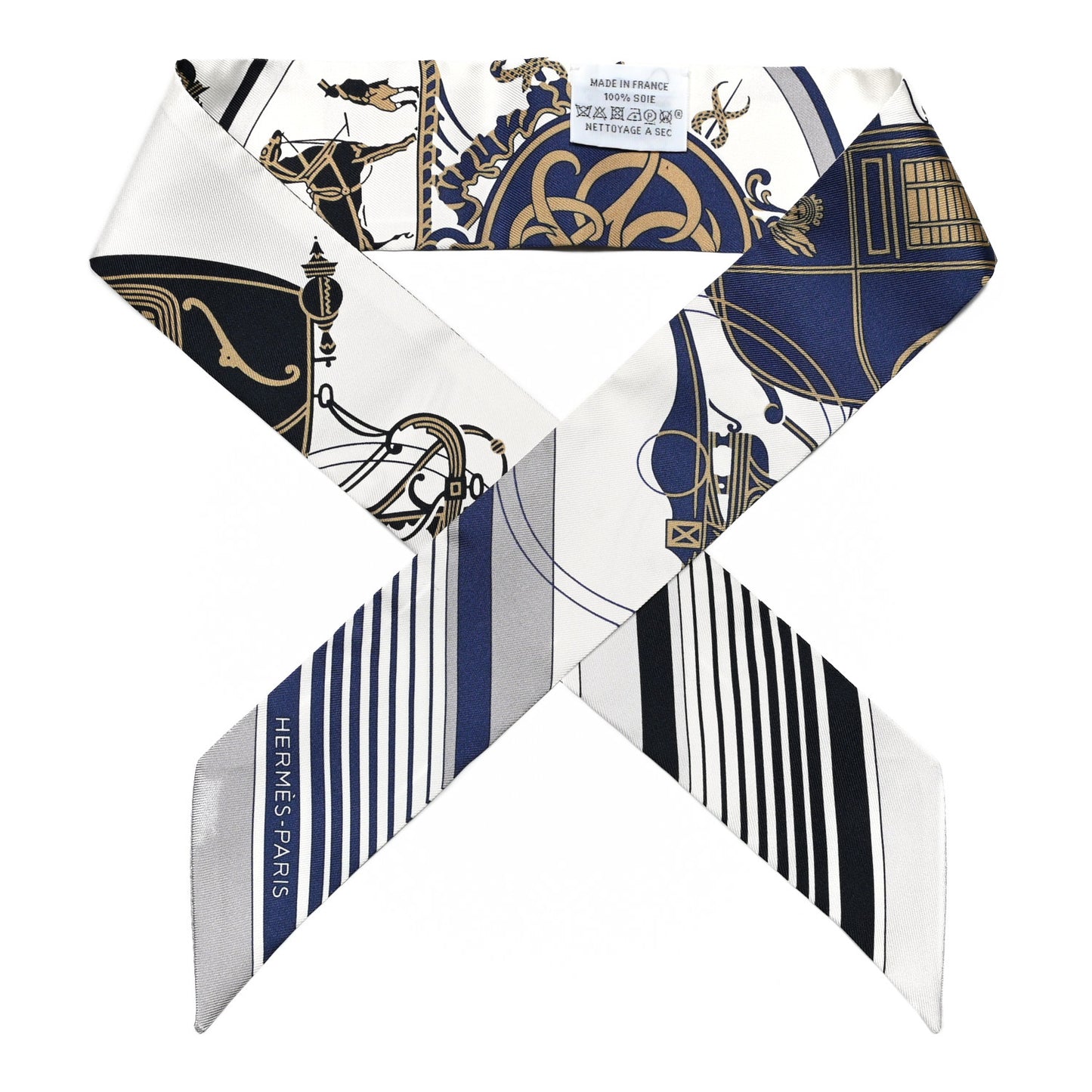 Silk Ex-Libris Twilly White Marine Gris