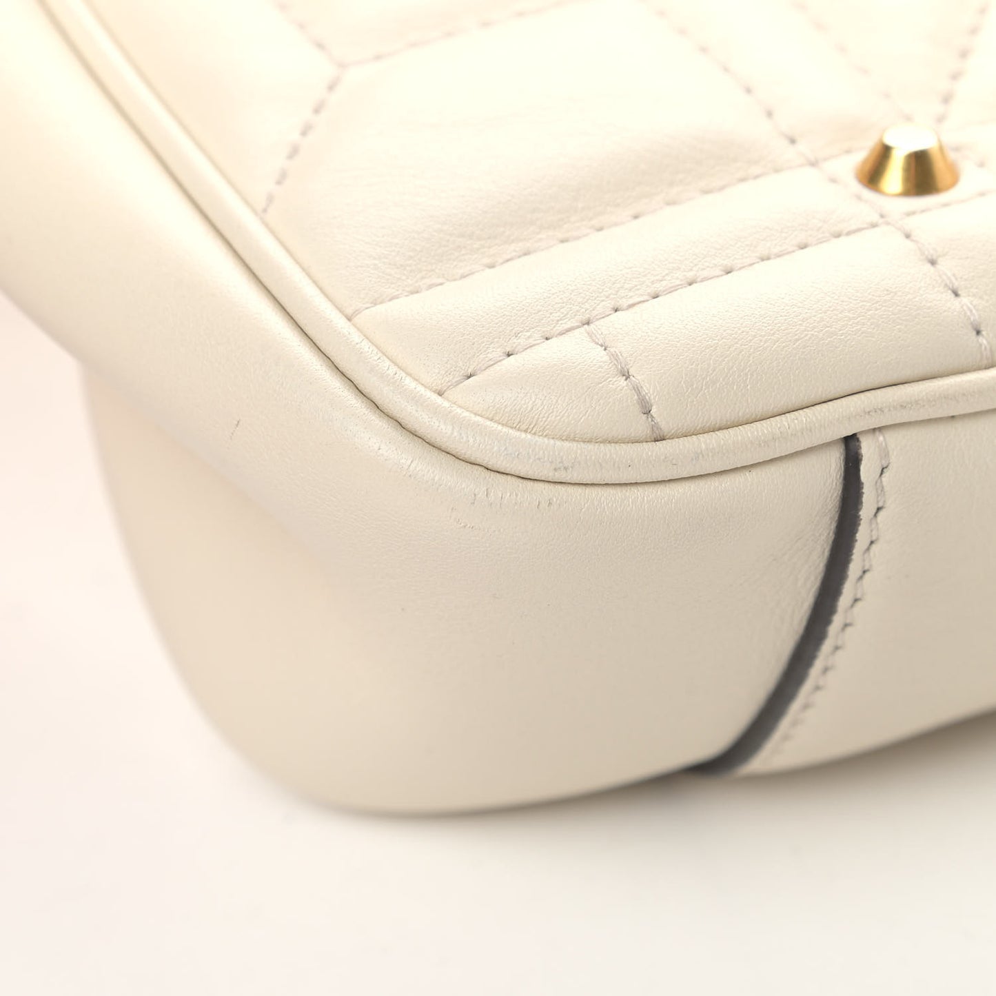 Calfskin Matelasse Studded Medium GG Marmont Shoulder Bag White