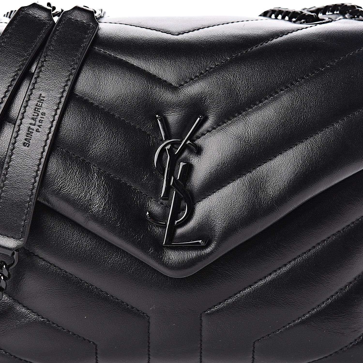 Saint Laurent Calfskin Y Quilted Monogram Small Loulou Chain Satchel Black 10 of 10