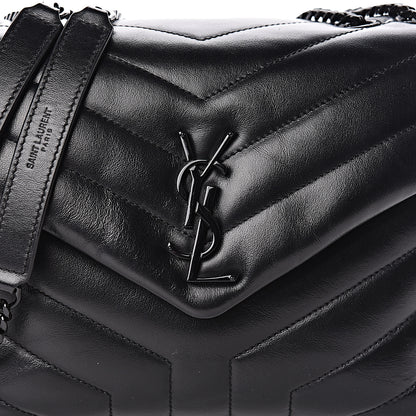 Saint Laurent Calfskin Y Quilted Monogram Small Loulou Chain Satchel Black 10 of 10